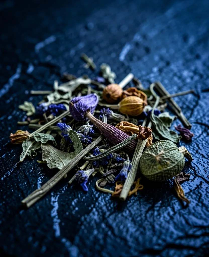Miscele botaniche di tè keto su superficie scura