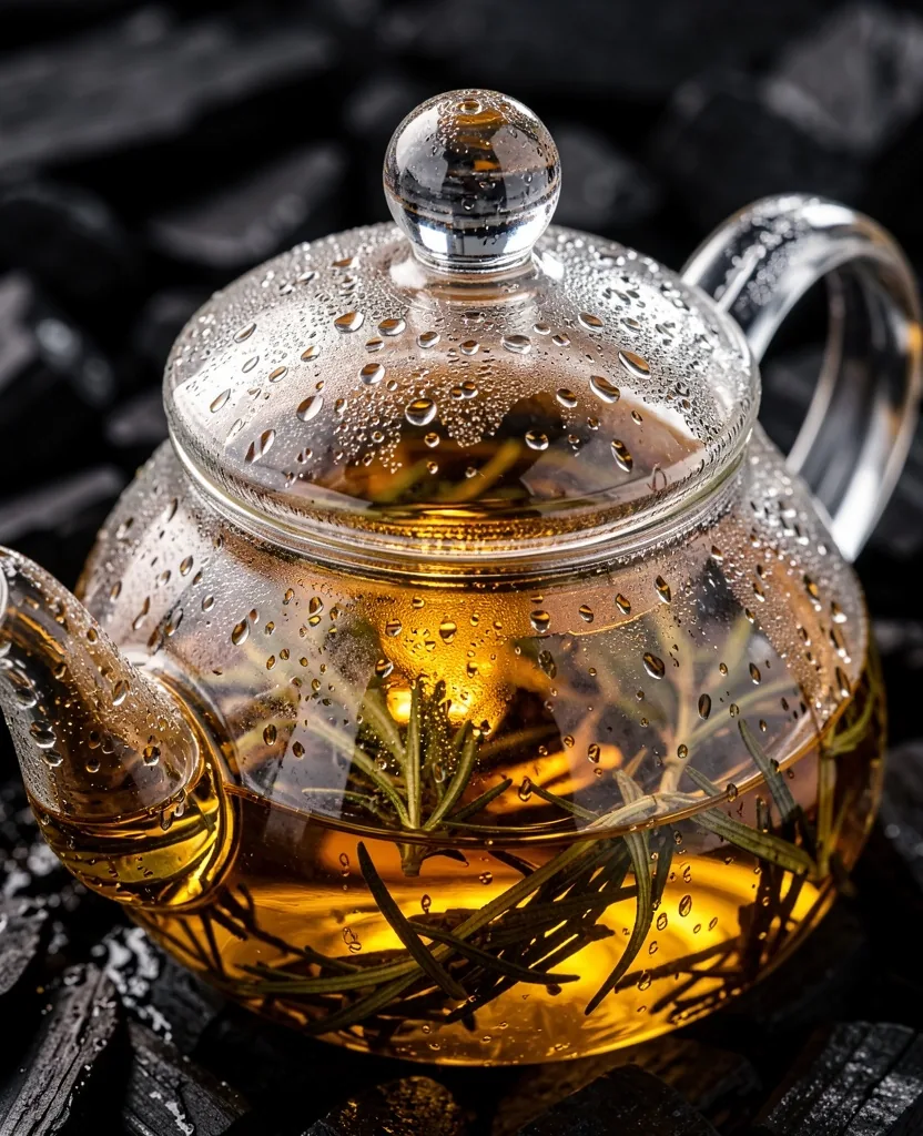 Teiera di vetro con infuso di tè keto
