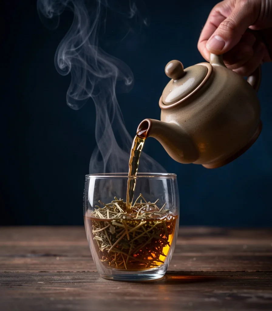 Preparazione lenta di un infuso in una tazza di vetro
